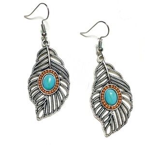 FP KAI NATIVE INSPIRED TURQUOISE FEATHER DROP EARRINGS